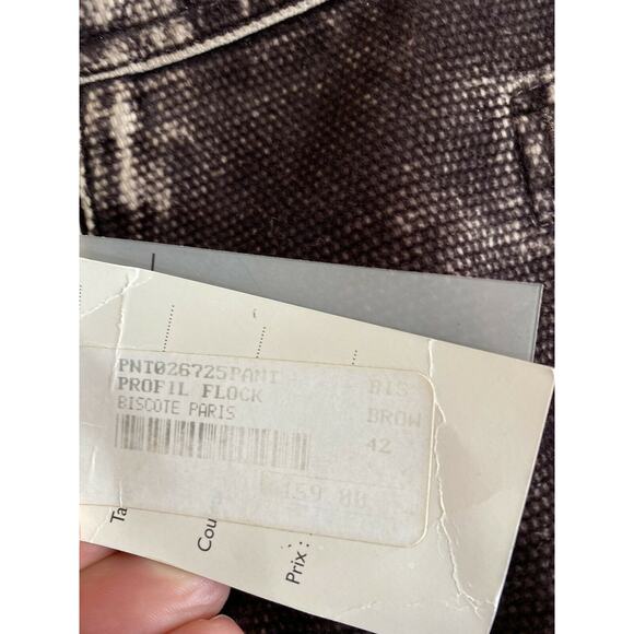NWT BISCOTE Paris Brown Flock jeans embellished with cording size EU42/US 10 - Picture 5 of 10